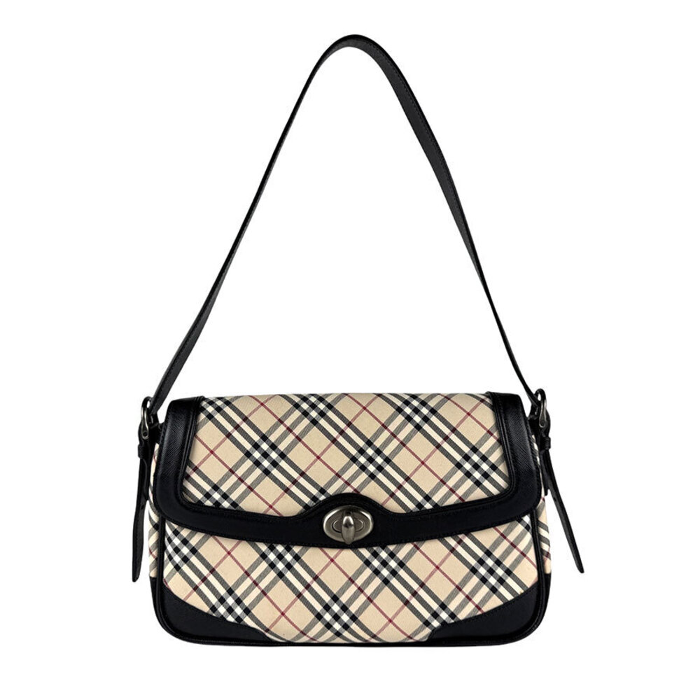 Burberry black bag canvas Tan leather shoulder Beige - Picture 2 of 4